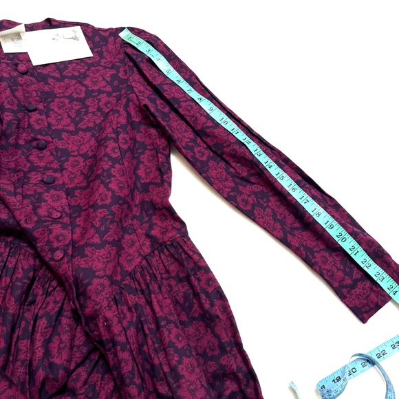 Laura Ashley Vintage 80s Floral Dress Peasant sz 12 - 10 Made in USA NWT - Picture 10 of 11
